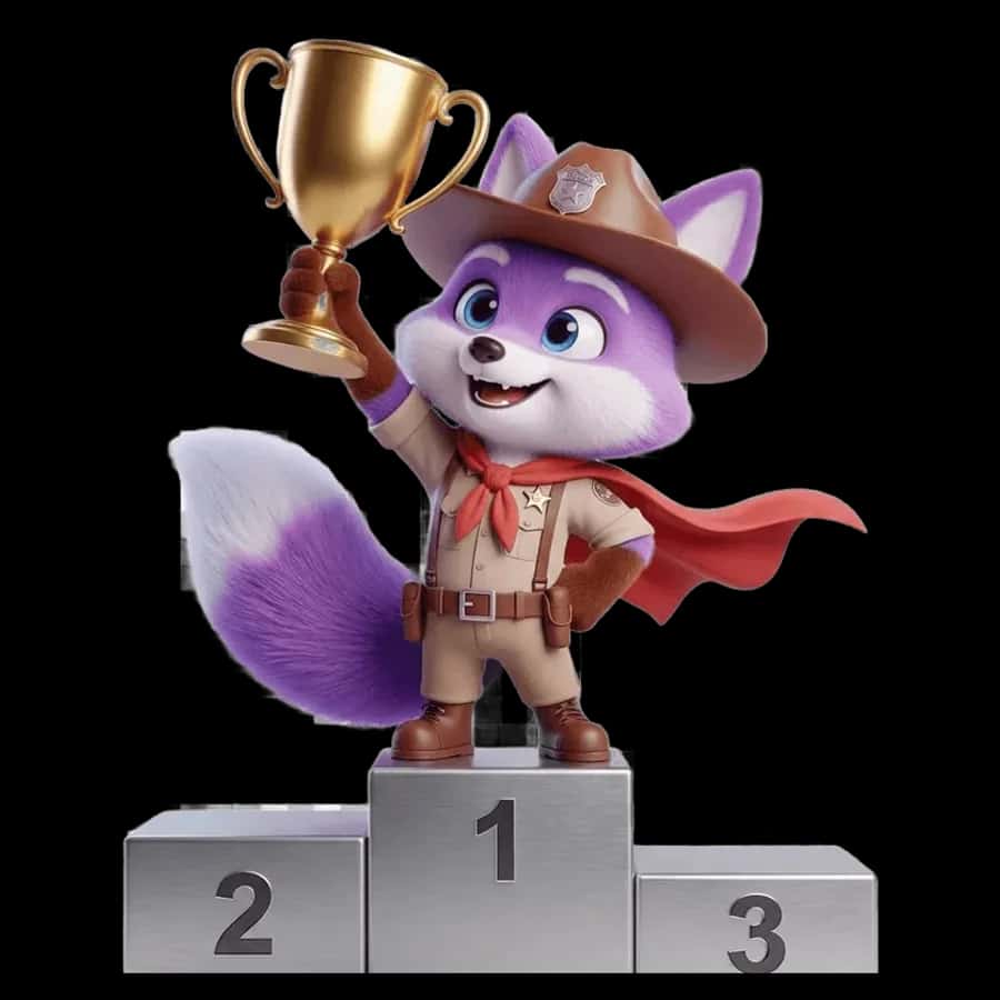 Ryder on a podium holding a trophy